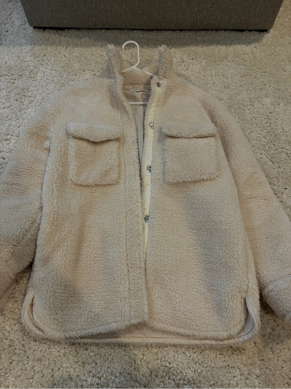 H&M Cream Teddy Sherpa Button Jacket